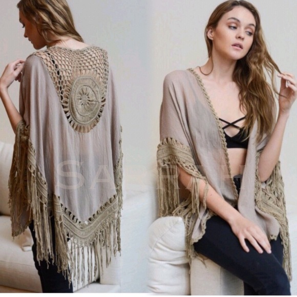 Last 1 ! New Tangier Boho macramé kimono Cardi - Picture 2 of 7